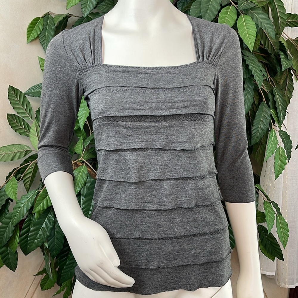 MAX STUDIO HEATHER GRAY LAYERED TOP